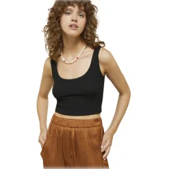 Ottod'Ame - Ribbed Short Tank Top - Black - Top - Luxury Exclusive Collection - Avvenice