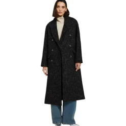 Ottod'Ame - Salt and Pepper Fabric Long Coat - Black - Jacket - Luxury Exclusive Collection - Avvenice