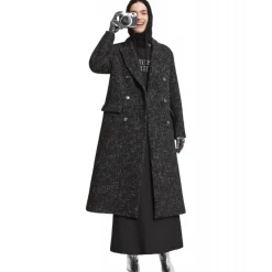 Ottod'Ame - Salt and Pepper Fabric Long Coat - Black - Jacket - Luxury Exclusive Collection - Avvenice