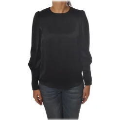 Ottod'Ame - Satin Shirt with Puff Sleeve - Black - Shirt - Luxury Exclusive Collection - Avvenice