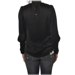 Ottod'Ame - Satin Shirt with Puff Sleeve - Black - Shirt - Luxury Exclusive Collection - Avvenice