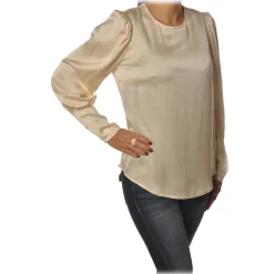 Ottod'Ame - Satin Shirt with Puff Sleeve - Vanilla - Shirt - Luxury Exclusive Collection - Avvenice