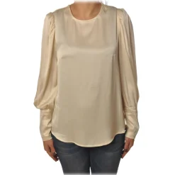 Ottod'Ame - Satin Shirt with Puff Sleeve - Vanilla - Shirt - Luxury Exclusive Collection - Avvenice