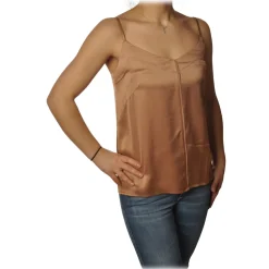 Ottod'Ame - Satin Tank Top - Beige - Top - Luxury Exclusive Collection - Avvenice