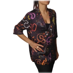 Ottod'Ame - Shirt in Multicolor Abstract Pattern - Purple - Shirt - Luxury Exclusive Collection - Avvenice