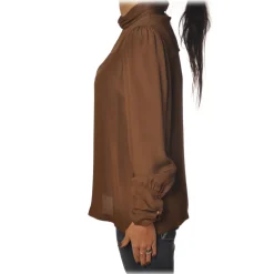 Ottod'Ame - Shirt with Puff Sleeve - Tobacco - Shirt - Luxury Exclusive Collection - Avvenice