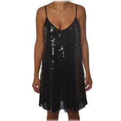 Ottod'Ame - Short Dress in Sequins - Black - Dresses - Luxury Exclusive Collection - Avvenice