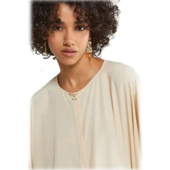 Ottod'Ame - Short Sleeve Blouse with Buttons - Cream - Shirt - Luxury Exclusive Collection - Avvenice