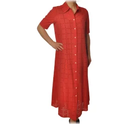 Ottod'Ame - Short-Sleeved Short Dress - Red - Dresses - Luxury Exclusive Collection - Avvenice