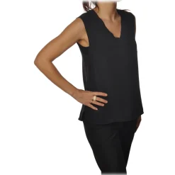 Ottod'Ame - Silk Tank Top with Wide Shoulder Strap - Black - Top - Luxury Exclusive Collection - Avvenice