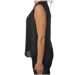 Ottod'Ame - Silk Tank Top with Wide Shoulder Strap - Black - Top - Luxury Exclusive Collection - Avvenice