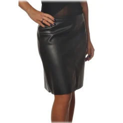 Ottod'Ame - Skirt in Python Printed Eco-Leather - Black - Skirt - Luxury Exclusive Collection - Avvenice