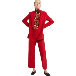 Ottod'Ame - Straight Leg Trousers in Combed Fabric - Red - Trousers - Luxury Exclusive Collection - Avvenice