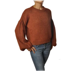 Ottod'Ame - Sweater in Laminated Yarn - Tobacco - Sweater - Luxury Exclusive Collection - Avvenice