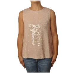 Ottod'Ame - Tank Top in Sequins - Pink Powder - Top - Luxury Exclusive Collection - Avvenice