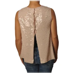 Ottod'Ame - Tank Top in Sequins - Pink Powder - Top - Luxury Exclusive Collection - Avvenice
