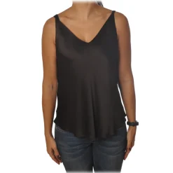 Ottod'Ame - Top Satin Effect - Dark Brown - Top - Luxury Exclusive Collection - Avvenice