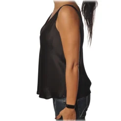 Ottod'Ame - Top Satin Effect - Dark Brown - Top - Luxury Exclusive Collection - Avvenice