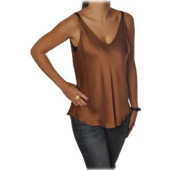 Ottod'Ame - Top Satin Effect - Caramel - Top - Luxury Exclusive Collection - Avvenice