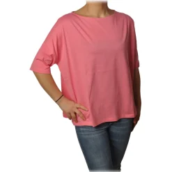 Ottod'Ame - T-Shirt with Boat Neckline - Pink - T-Shirt - Luxury Exclusive Collection - Avvenice