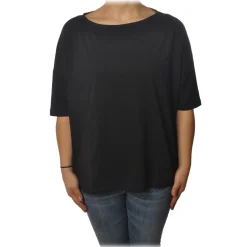 Ottod'Ame - T-Shirt with Boat Neckline - Black - T-Shirt - Luxury Exclusive Collection - Avvenice