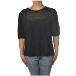 Ottod'Ame - T-Shirt with Puff Sleeves - Black - T-Shirt - Luxury Exclusive Collection - Avvenice