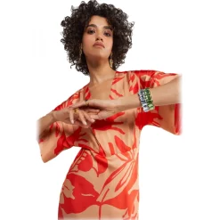 Ottod'Ame - Viscose Floral Patterned Dress - Beige/Red - Dresses - Luxury Exclusive Collection - Avvenice