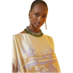 Ottod'Ame - Viscose Floral Print Dress - Cream - Dresses - Luxury Exclusive Collection - Avvenice