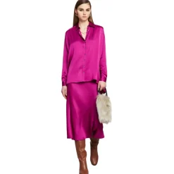 Ottod'Ame - Viscose Midi Skirt with Elastic Waistband - Fuxia - Skirt - Luxury Exclusive Collection - Avvenice