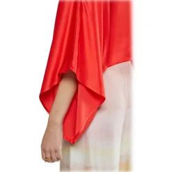 Ottod'Ame - Viscose Shirt with Kimono Sleeves - Coral Red - Shirt - Luxury Exclusive Collection - Avvenice