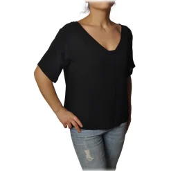 Ottod'Ame - V-neck Shirt - Black - Shirt - Luxury Exclusive Collection - Avvenice