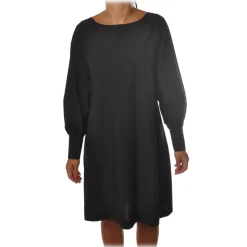 Ottod'Ame - Wide Dress with Boat Neckline - Black - Dresses - Luxury Exclusive Collection - Avvenice