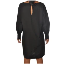 Ottod'Ame - Wide Dress with Boat Neckline - Black - Dresses - Luxury Exclusive Collection - Avvenice