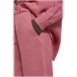 Ottod'Ame - Wide Leg Linen Trousers - Pink - Trousers - Luxury Exclusive Collection - Avvenice