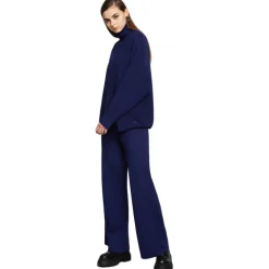 Ottod'Ame - Wide Leg Trousers in Shaved Knit Yarn - Blue - Trousers - Luxury Exclusive Collection - Avvenice