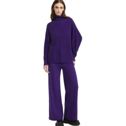 Ottod'Ame - Wide Leg Trousers in Shaved Knit Yarn - Purple - Trousers - Luxury Exclusive Collection - Avvenice