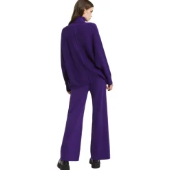 Ottod'Ame - Wide Leg Trousers in Shaved Knit Yarn - Purple - Trousers - Luxury Exclusive Collection - Avvenice