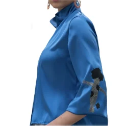 Paelì Couture - Hand Painted Pure Italian Silk Shirt - Blue - Shirt - Made in Italy - Luxury Exclusive Collection - Avvenice