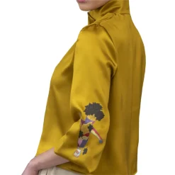 Paelì Couture - Hand Painted Pure Italian Silk Shirt - Mustard Gold - Made in Italy - Luxury Exclusive Collection - Avvenice