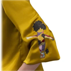 Paelì Couture - Hand Painted Pure Italian Silk Shirt - Mustard Gold - Made in Italy - Luxury Exclusive Collection - Avvenice