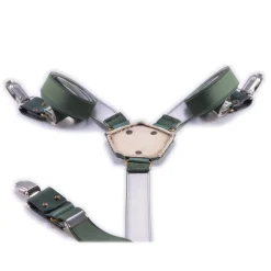 PangaeA - PangaeA Suspenders - Green - Suspenders PangaeA Y - Artisan Leather Suspenders - Avvenice
