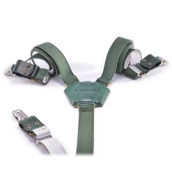 PangaeA - PangaeA Suspenders - Green - Suspenders PangaeA Y - Artisan Leather Suspenders - Avvenice