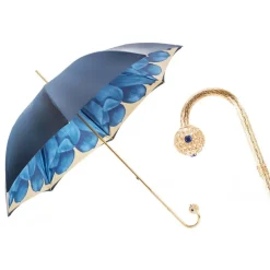 Pasotti Ombrelli 1956 - 189 21065-13 P17 - Blue Petal Luxury Umbrella - Luxury Artisan High Quality Umbrella - Avvenice