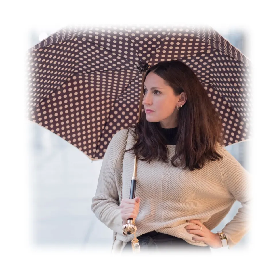 Pasotti Ombrelli 1956 - 189 55874-164 U14 - Classic Tone Umbrella with Polka Dots - Luxury Artisan High Quality Umbrella - Avvenice