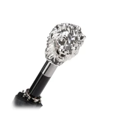 Pasotti Ombrelli 1956 - 64 6768-1 W37 - Silver Lion Folding Umbrella - Luxury Artisan High Quality Umbrella - Avvenice