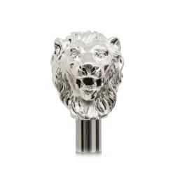 Pasotti Ombrelli 1956 - 64 6768-1 W37 - Silver Lion Folding Umbrella - Luxury Artisan High Quality Umbrella - Avvenice