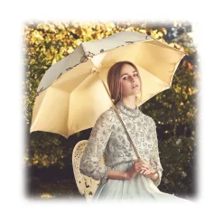 Pasotti Ombrelli 1956 - 177 Plat-300 P5 - Woman Ivory Umbrella Decorated - Luxury Artisan High Quality Umbrella - Avvenice