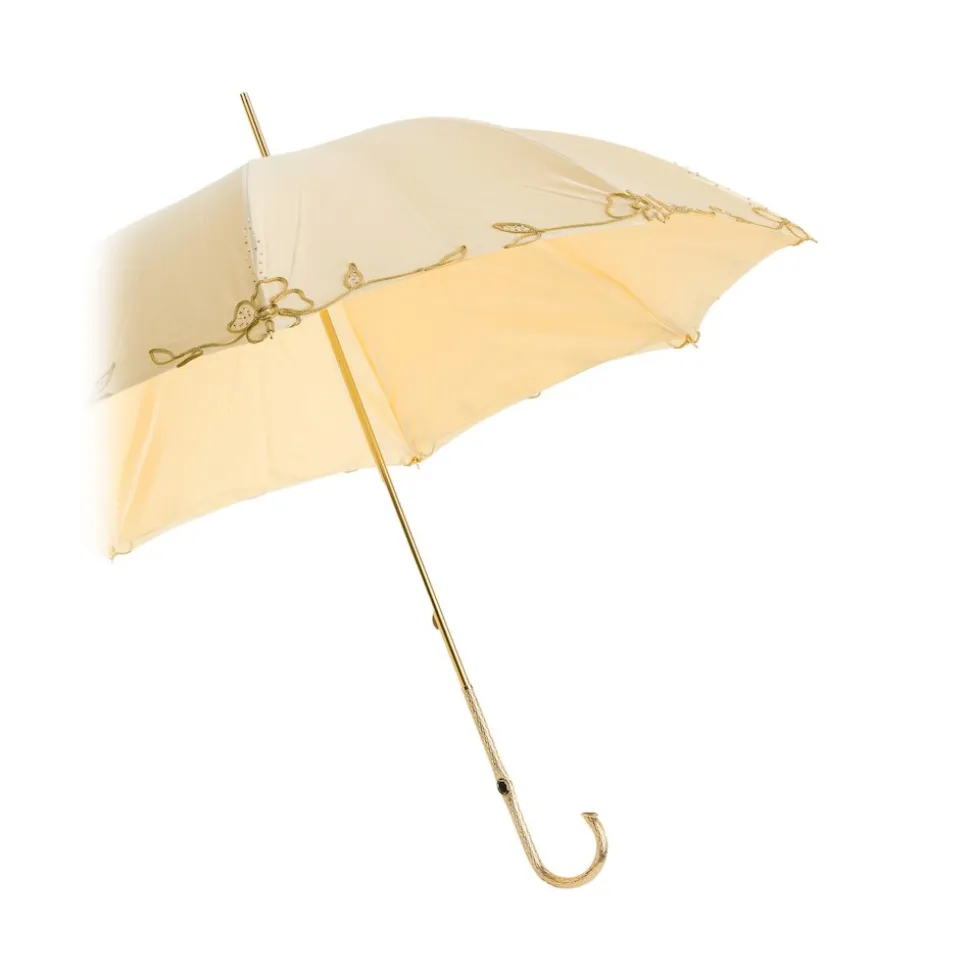 Pasotti Ombrelli 1956 - 177 Plat-300 P5 - Woman Ivory Umbrella Decorated - Luxury Artisan High Quality Umbrella - Avvenice