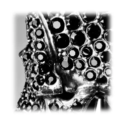 Pasotti Ombrelli 1956 - BA W333NE - Swarovski® Black Skull Stick - Luxury Artisan High Quality Stick - Avvenice