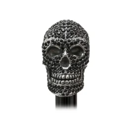 Pasotti Ombrelli 1956 - BA W333NE - Swarovski® Black Skull Stick - Luxury Artisan High Quality Stick - Avvenice
